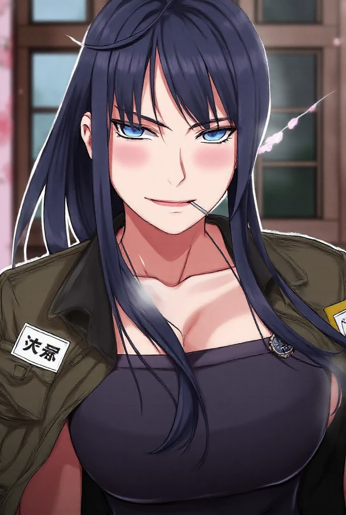 ((masterpiece, high quality, highres,))
outdoors,looking at viewer,
mari, military uniform, partially unbuttoned, cleavage, <lora:Kurokawa_Mari:0.8>