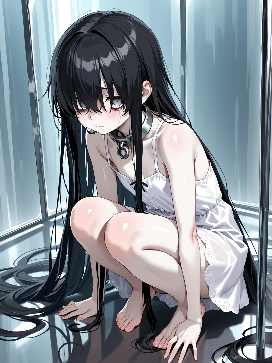 ((nsfw)),((ultra detailed)),(((1loli))),(((petite))),((large breasts)),((nude)),((squatting openlegs)),(((spread pussy))),(((crotch grabs))),((very long hair)),((large brests)),((black hair)),((afterglow)),((open mouth)),(((cum on hair))),(((excessive cum))),((cum in pussy)),((cum drip)),(((cum facial)))