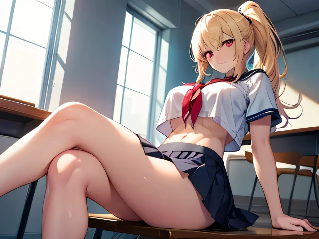 8ｋ,Highest quality,masterpiece, Sharp focus,high school girl，，Blonde，Lewd，Sailor suit，