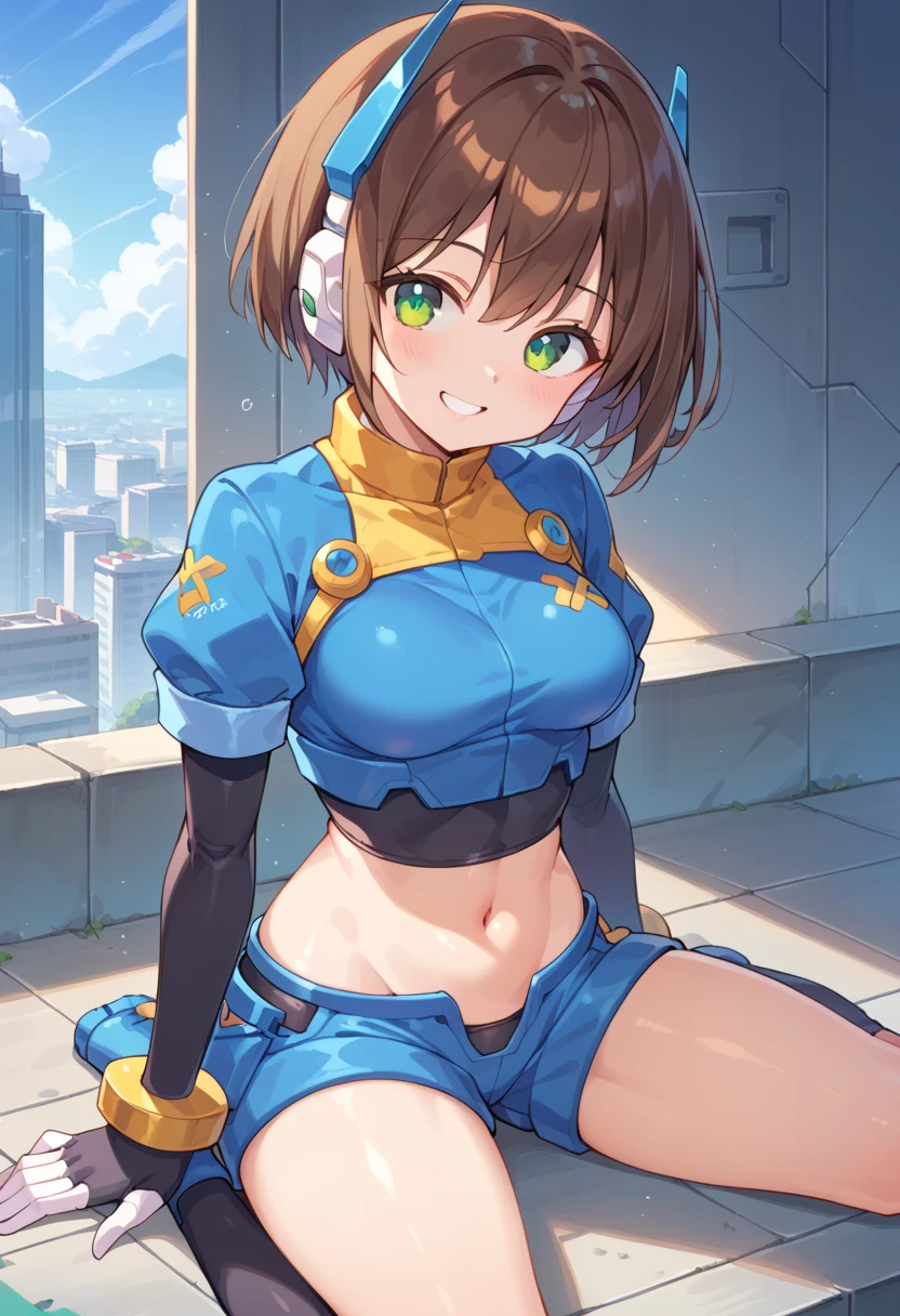 A Female robot is sleeping in the book, spread legs, nude, banzai pose. she wears no dress. She Brown short hair is tied with two big red clothespins, She lifts up the under hem of her white plain dress, leaning over, masterpiece, very short pigtails,brown hair, mature, android, blue eyes, full body figure, Height: 160cm, flushed cheeks, 2020s anime picture, A beautiful robot with short brown hair in two short pigtails held up by two very large huge red clothespins, Uplifting, No NSFW, whole body, barefoot, archaic smile, getting orgasm, 25 years old, sweat bucket.