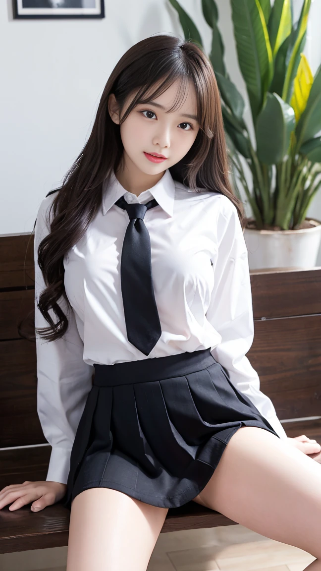 absurdres, RAW photo, extremely delicate and beautiful, masterpiece, Best Quality, ultra high resolution, 32k, hyperrealistic, ultra-detailed, perfect anatomy, perfect figure, super Detailed skin, Very detailed CG 8k wallpaper, in her 30s, very Slim body, narrow waist, very small head, very small face, delicate facial features, tearful mole, earring, thin legs, (very huge round breasts:1.2), (full body shot:1.1), 1 girls, short hair, (wavy hair:1.2), wet clothes, (School uniform:1.2), Skirt, Blazer,