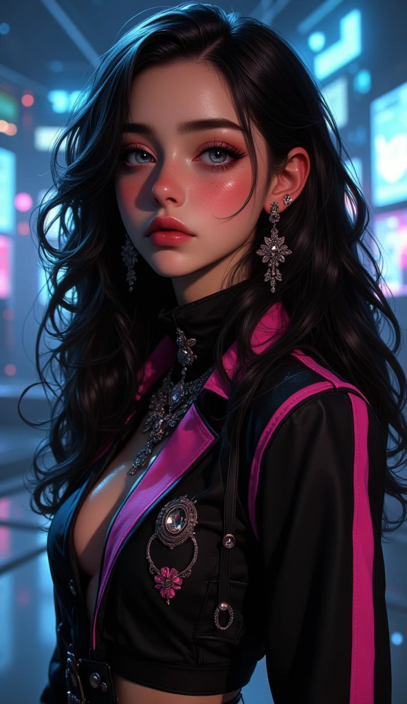 1girl,solo,game cg,red lips,purple eyes,portrait,green_bow,upper bodybaby face,(sleepy:0.3),(bored:1.3),(expressionless:1.3),