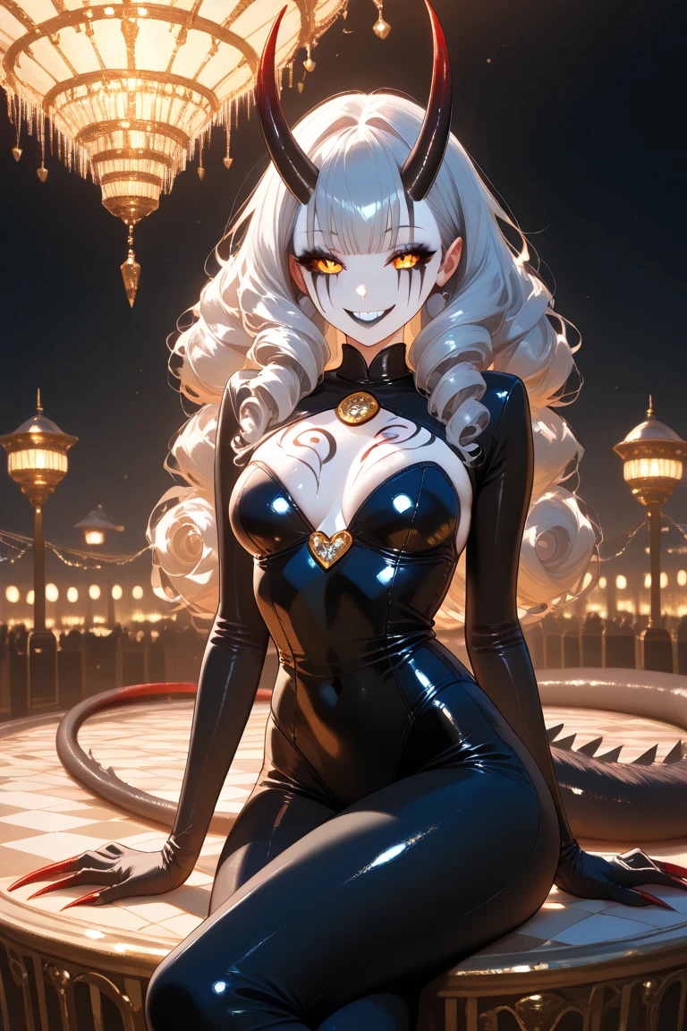 Villainous Daughter、Lady、dress、カクテルdress、、slit、Mature Woman、Fallen into evil、Exquisite breasts、Bewitching Smile、Villainess、Wicked Smile、latex、Long gloves、Thigh-high boots、Strong gloss、Beautiful feet、lure、Venus flytrap、Fascinating