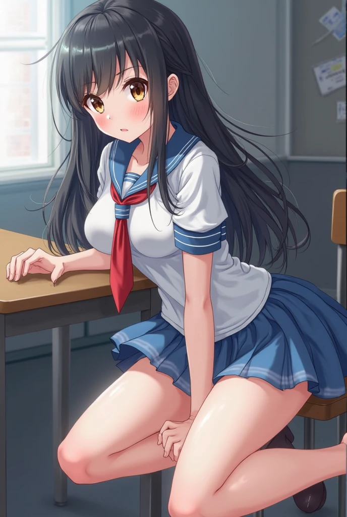 Sakimi-chan, female with 18 years old, source_anime, ((thighs job, pussy job)), (sexy school uniform),