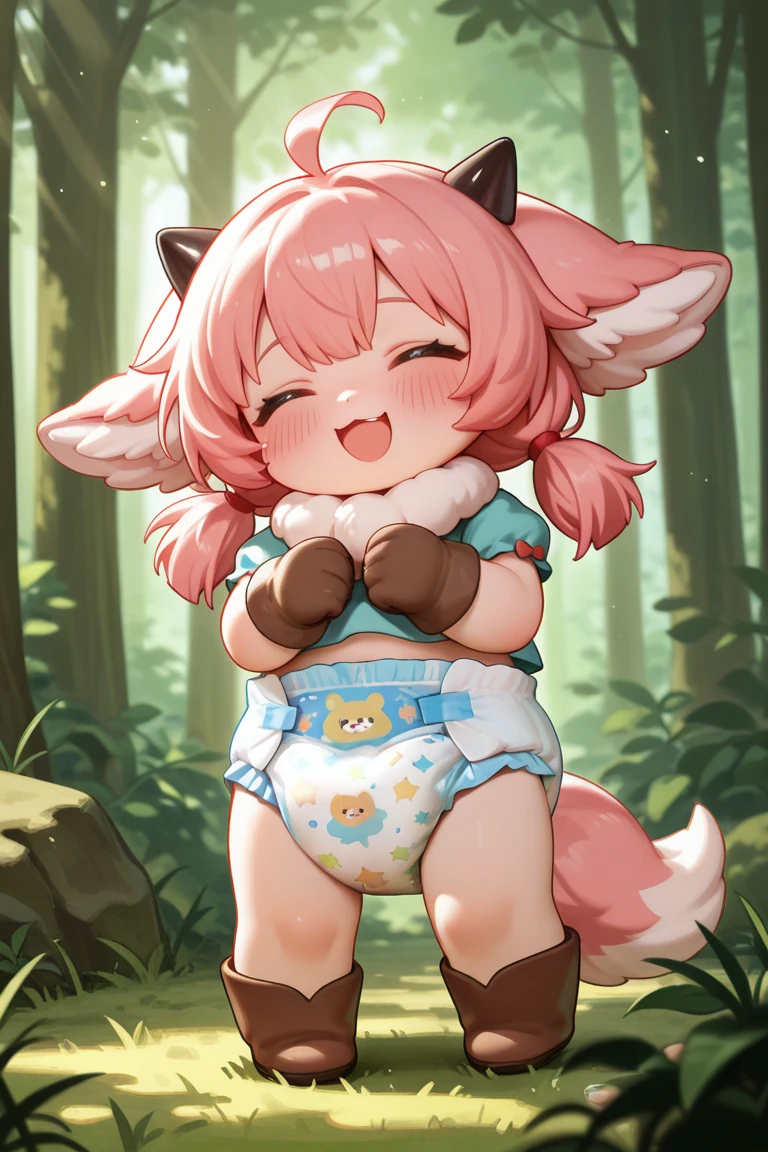 Red hair, green eyes, Anniedef, short hair, naked, white background, smoll stature, chibi, flat cheast, flat tits, show pussy, unclothed. medium thighs, small breasts, 1 girl, one girl, Open mouth, small stomach, curvy waist, round butt, show tits, small belly, clear skin, 1 girl, cute girl, smoll tits, curvy waist, good butt, (lifting shirt), (panty pulling), purple shirt, black eyeshadow, fake bear ears, flame, angry, look at viewer, fringe hair, one girl, pink pussy, pink backpack, 1 girl, 1 girl