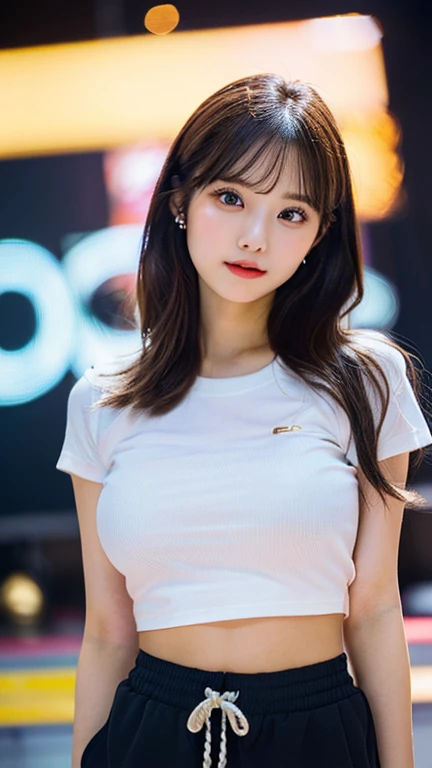 1 girl, animal_ear_fluffy, animal_ears, purple theme , smooth, just_shoulder, black_hair, Blush, chestใหญ่ชัดเจน, cat_ears, turn off_mouth, eyebrow_watchเห็นได้_pass_hair, green_eyes, gray_background, hair_between_eyes, carillon_(princess_link!), long_hair, watch_at_ผู้watch, moderate_chest, Assorted colors_hair, shirt, smoothง่าย_background, Sports Bar_shirt, alone, on_body, white_background, white_shirt, sexy,chestใหญ่,Beautiful tits,eye slit,eyeliner ,full body ,Sports Bar