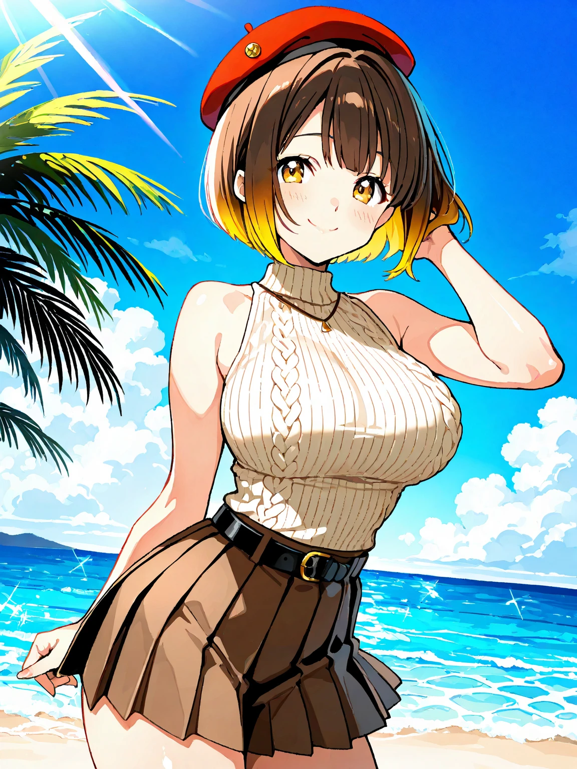 Masterpiece, masterpiece, cartoon style, girl in the street, handheld fan in hand, summer, hot