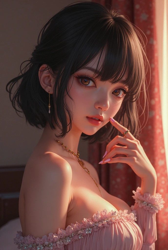 A sexy, provocative depiction of a young girl with a Lolita aesthetic. (best quality, 4k, highres, masterpiece:1.2), ultra-detailed, (realistic, photorealistic, photo-realistic:1.37) portrayal of her ravishing eyes, enticing lips, and flirtatious expression. Her innocent yet sensuous appeal is emphasized by her youthful features and suggestive pose. The artwork should have a painterly feel, with vivid colors and soft, delicate brushstrokes, reminiscent of classical portraits. The lighting should be soft and warm, casting a gentle glow on her flawless skin. The overall tone and color palette should enhance the allure and seductive nature of the subject. Please refrain from any explicit content as it is against the policy.