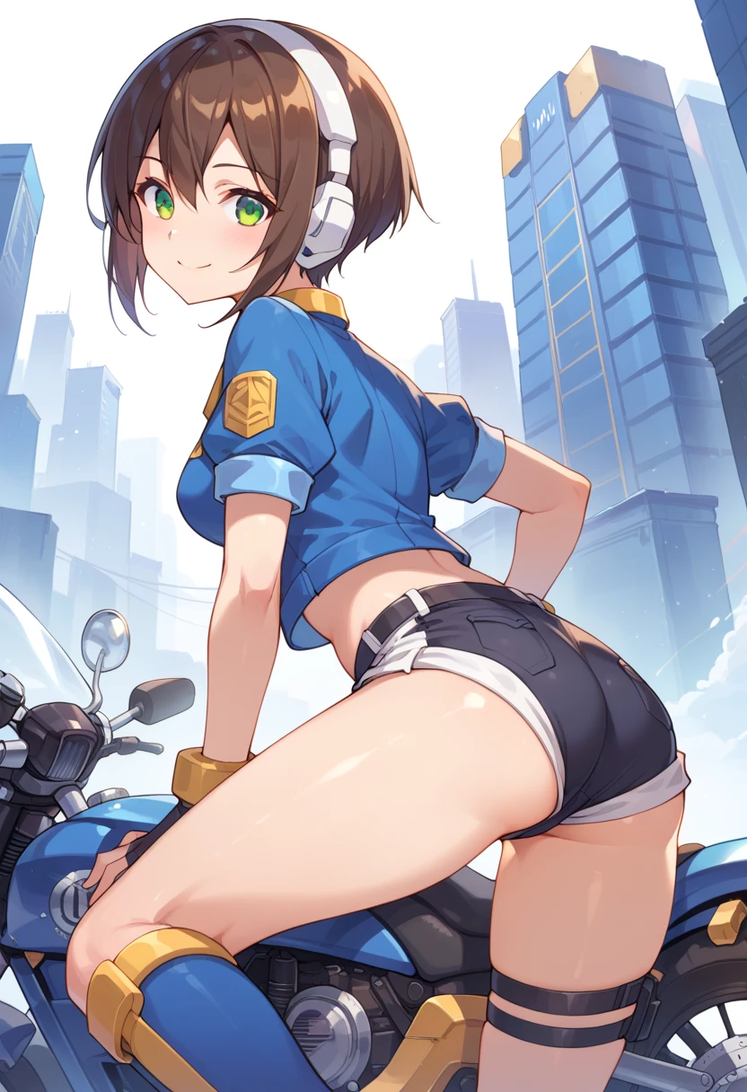 highest quality, masterpiece, 8k, ultra high resolution, (photorealistic:1.4), one girl, young, View from below, , white pantiescrotch and panties, beautpression, symmetrical eyes, perfect body proportions, look at the viewer, long legs (1.3), Japanese-police, police uniform, policewoman, one woman, skirt, miniskirt, smile, laugh