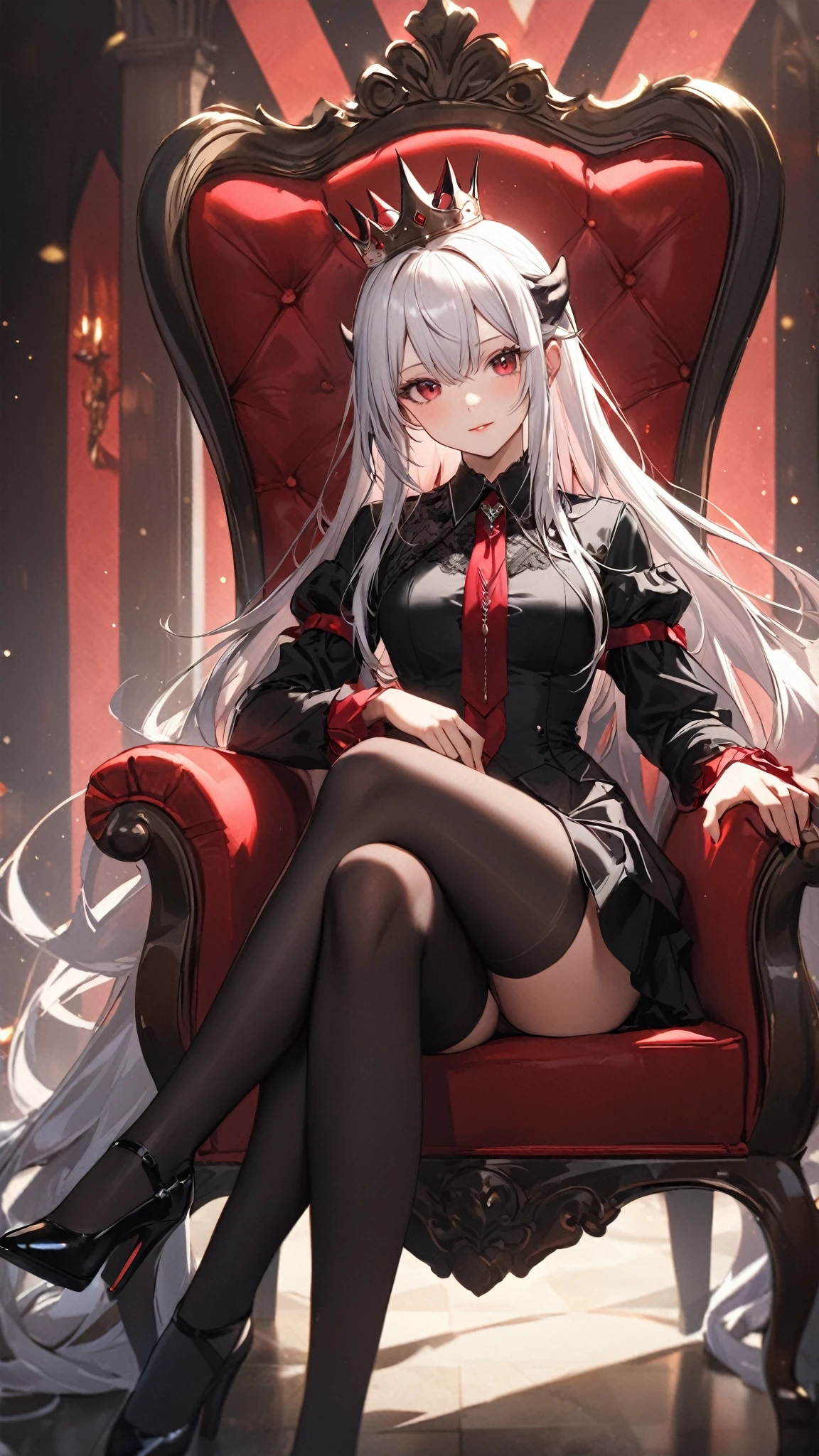 (no headwear),,skadiCH hairstyle, outfit-skadiCH, 1girl, solo, long hair, red eyes, very long hair, looking at viewer, breasts, bangs, medium breasts,  hair between eyes, white hair, full body, thighs, grey hair, sitting, gradient background, gradient,   <lora:outfit-skadiCH-pynoise-000004:1>