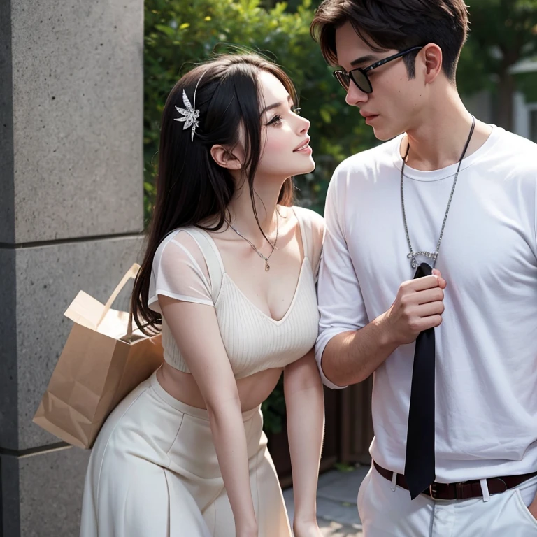 Couple dressed in beautiful and decent plaid clothes