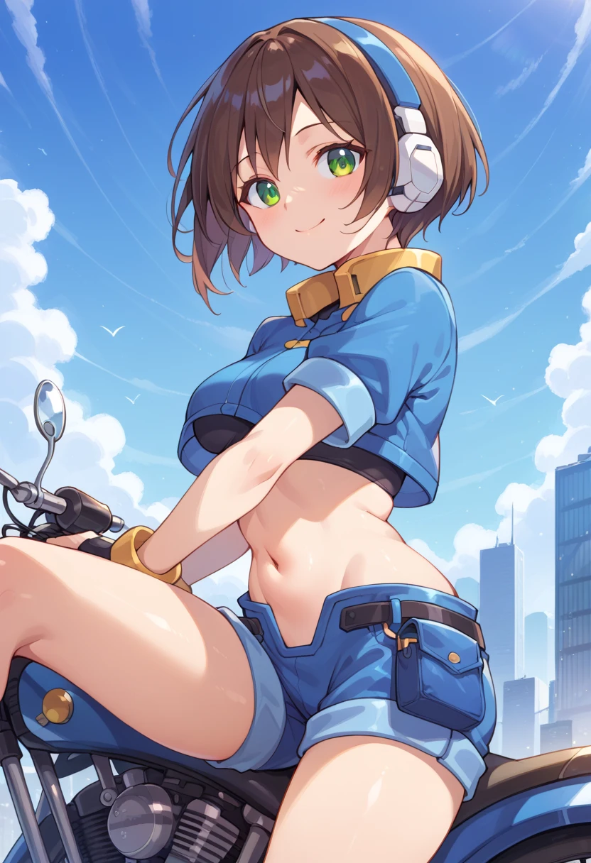 nsfw,(((masterpiece))), 1 girl, alone, looking at the viewer, short hair, brown hair, long sleeve, cleavage, medium breasts, closed mouth, clavicle, blue bikini, ground vehicle, play sports often, bicycle,(sexual fluid overflowing)、(angle from behind:1.5)、bicycleにまたがっている