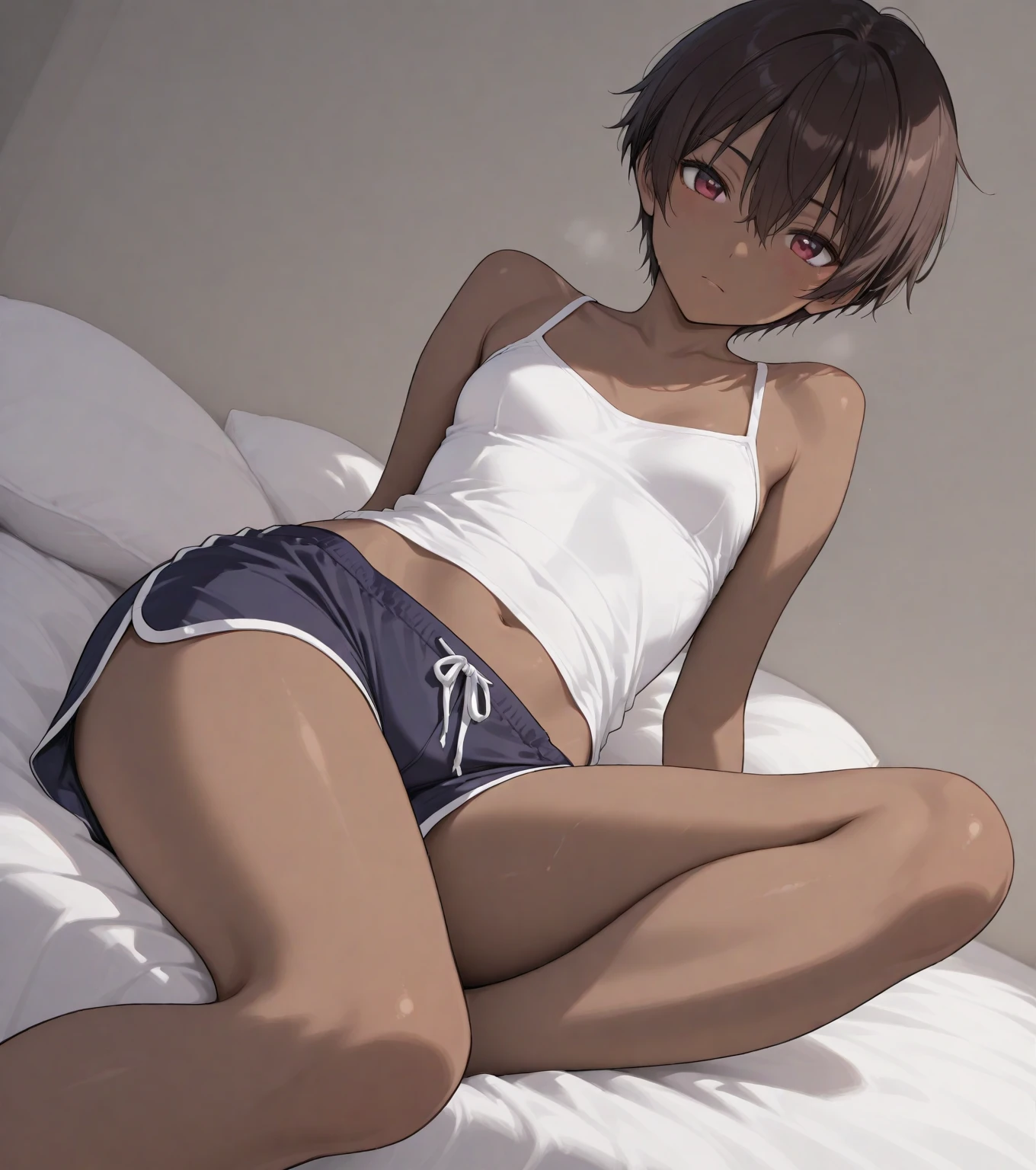 Dark brown skin Strike Witches Megami Device Dark brown skin Dark brown skin Bottom panties only Bottom panties Crotch full back panties Junior Bra Shyness Grey panties medium hair