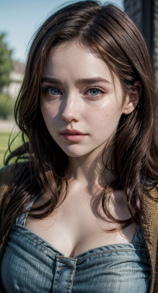 20 year old girl, perfect face, sexy face looking at camera, perfect mouth, stopped up nose, green eyes, arched eyebrows, Hair with waves, film agency, hyper detailed, realistic image, 8k
