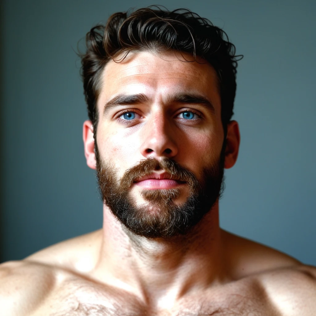 Attractive, Dashing, Charming, Striking, Alluring, Debonair, Suave, Dapper, Stylish, Good-looking, young man, 21-years old, Robust, Ripped, Sturdy, Brawny, Herculean, Athletic, Fit, Burly, Solid, Strong, scruffy beard