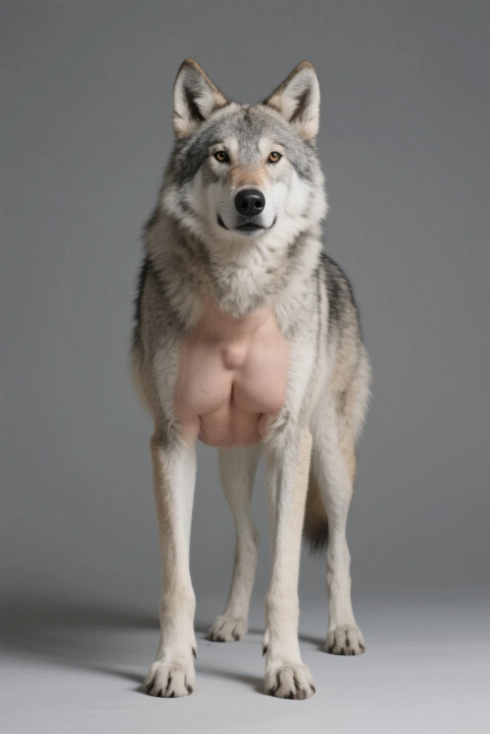 RAW photo, humanoid, a photo of [woman:Shiba Inu:2] a weredog Shiba Inu  standing,  <lora:100 May768:0.8>, <lora:wereanimal:0.2>, best quality ,masterpiece, illustration, an extremely delicate and beautiful, extremely detailed ,CG ,unity ,8k wallpaper, Amazing, finely detail, masterpiece,best quality,official art,extremely detailed CG unity 8k wallpaper,absurdres, incredibly absurdres, huge filesize , ultra-detailed, highres, extremely detailed, beautiful detailed weredog Shiba Inu, extremely detailed eyes and face, beautiful detailed eyes, (RAW photo, best quality), (realistic, photo-realistic:1.3), light on face, weredog Shiba Inu, furry body, full-body shot, ((( medium breasts ))), ((fantasy breasts)), (Kpop idol), ((wall background)), in the beautiful sunshine, skinny, ((posing)), happy, looking at viewer, facing front, furry arms, furry nipple