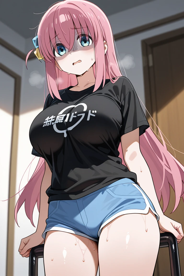 8K, ultra - detailed, s girl,quadratic element,Pink hair,Wearing white silk,wears glasses,swimming uniform,比基尼,D-cups,Bigchest,self-expression,sitted,Drinking a juice,High ponytail,ssmile,best qualtiy,cat ear,Pink underwear,Pink panties,Bigchest,D-cups