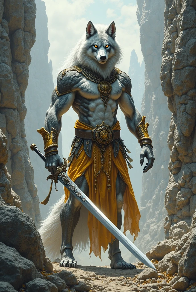 White tiger man with a sword