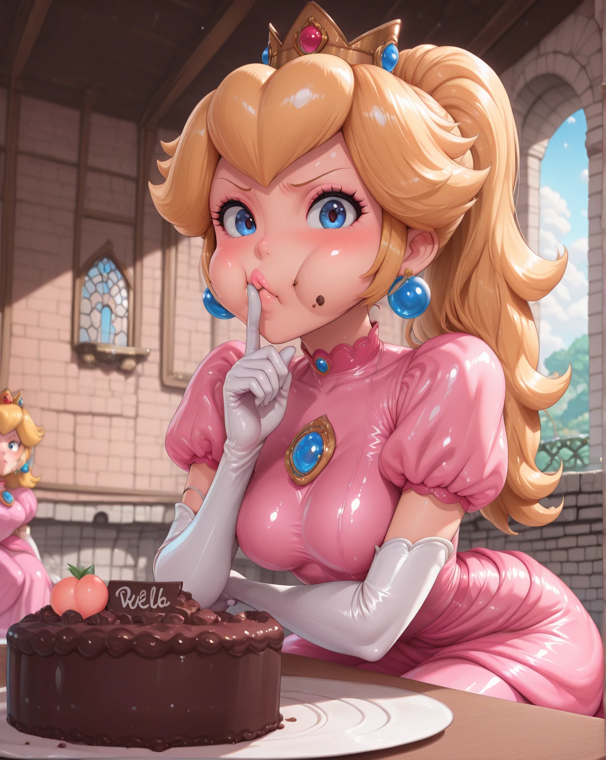 STICKER, (solid outline:1.3), (NSFW:1.2), A detailed illustration of a vivid Sexy Princess Daisy from Mario naked squatting down, bare breasts, face view, ass view, side by side, Solo Female, medium breasts, soft nipples, full cleavage, Full Body View, high heeled boots, hands behind her back, large crown, vintage t-shirt design, in the style of hand drawing, 3D vector art, fantasy art, watercolour effect, Adobe Illustrator, hand-drawn, digital painting, low-poly, soft lighting, isometric style, retro aesthetic, focused on the character, 4K resolution, photo realistic rendering, using Cinema 4D,