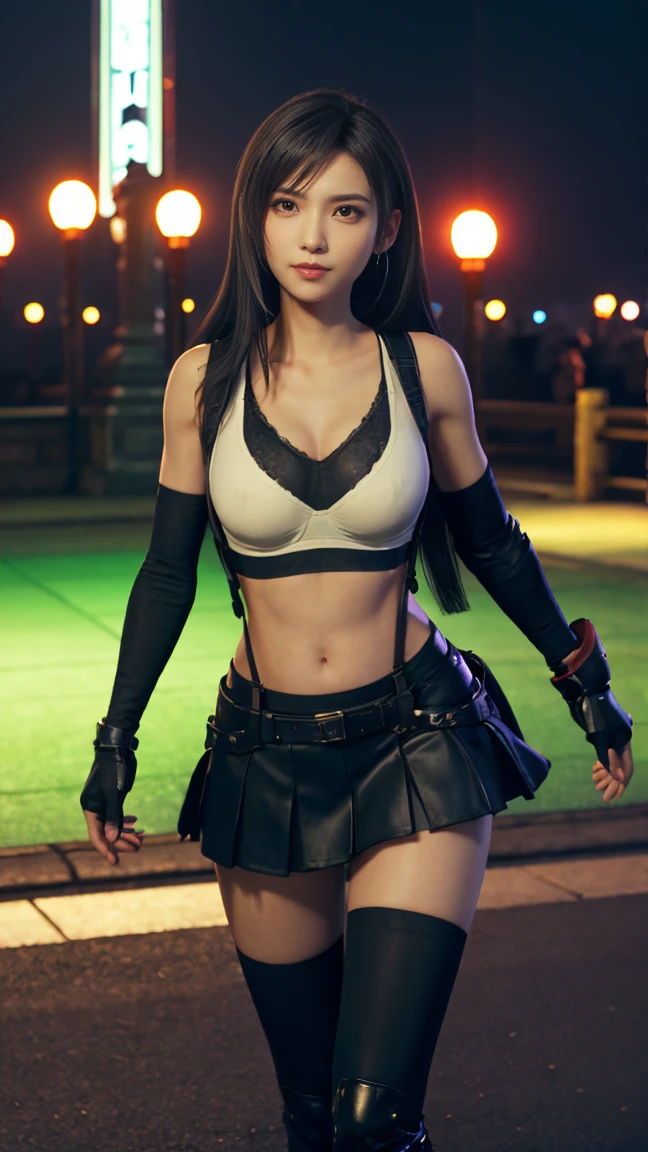 8K, hyper realisitc, tmasterpiece, Best quality at best, ultra - detailed, A high resolution, Random background, 1个Giant Breast Girl, (:1.5), Willow waist, Wide hips, knees, the night , 's, choker necklace