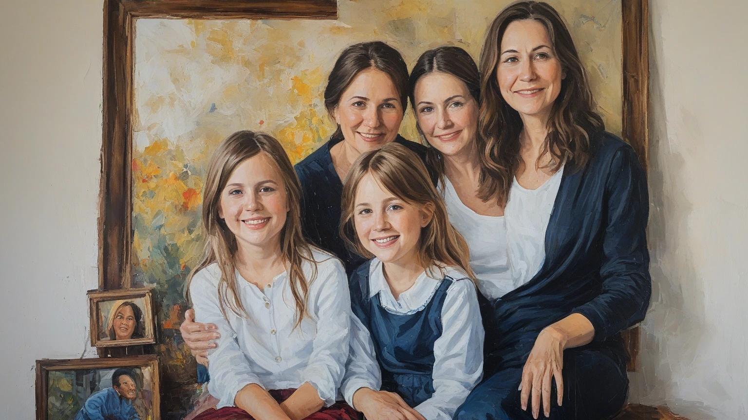 Family Christmas, mother, sala de estar, presentes, aquarela, splashes
