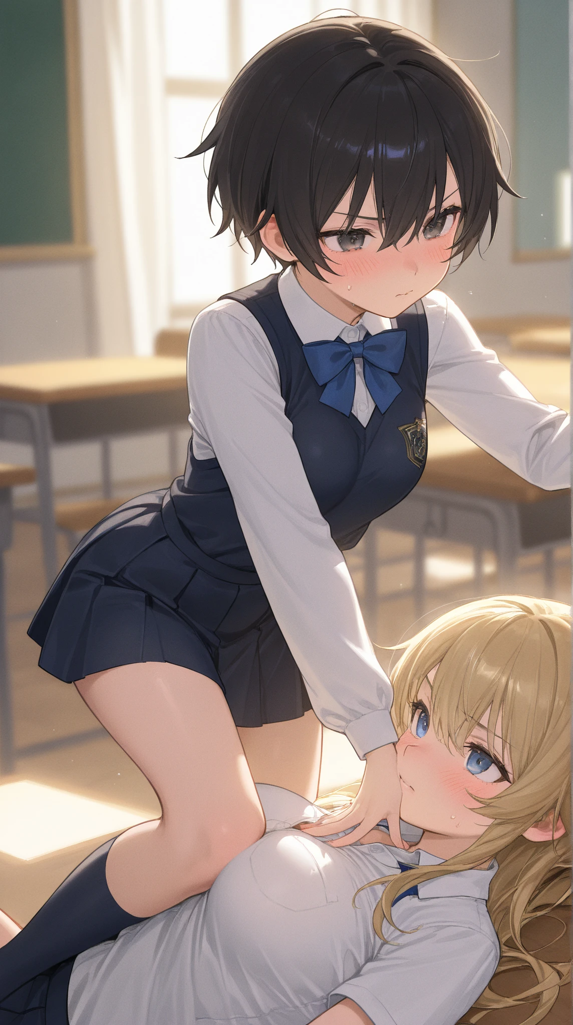 (loli, shota:1.4), Garden, park, (playground equipment, swing), nsfw, Soft and dreamy light, Pale white light, Transparent, 1 female, ((Blonde:1.3), Pixie Cut, Fishtail, Her hair is tied with a red ribbon), Face in perfect detail, Perfectly detailed by hand, (Green Eyes), Parted bangs, Charm,Beauty, Long eyelashes, masterpiece, Absurd, Highest quality ,Intricate details , (Shiny skin, Shiny body, Shiny Hair), clothes lift, lift skirt, show off pussy, embarrassed, tomboy, blush, (3boy, little boy, 8 years old, Black-haired boy:1.3), lace white dress, (lying back down, on Garden:1.2), looking down, looking away, open mouth, (pussy juice:1.2), spoken heart, breast sucking, upper body shot, breast sucking, (a girl and a little-boy having sex:1.3), missionary position, Man wearing shirt, tall guy, fingering, schlick, masturbation, show off nipple