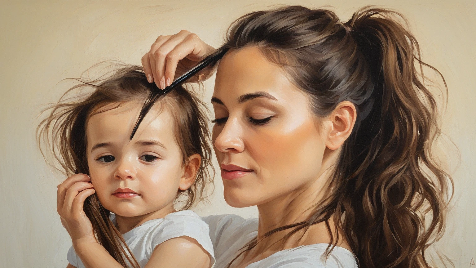 Mother holding a hair dryer,Blowing the child's hair,White background,Real People