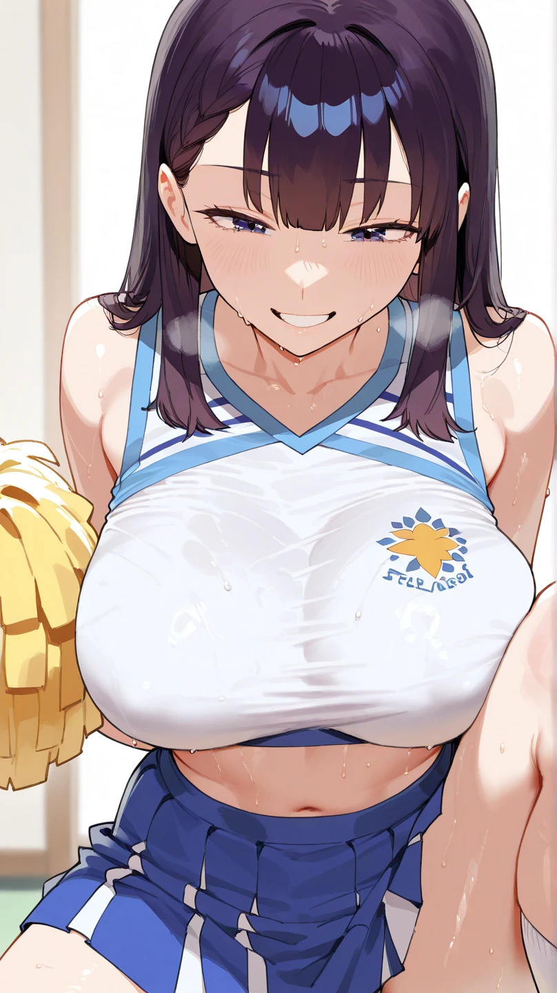 Score_9, score_8_up, score_7_up, score_6_up, score_5_up, score_4_up, source_anime, solo, 1girl, cute students, young female, sagging gigantic huge breasts, wide hips, thick thighs, huge areolae, areola slip, black areolae, dark nipples, sideview, detailed eyes, brown eyes, looking at viewer, cheerleading uniform, sleeveless, ahegao, orgasm, collarbone, head tilt, showing hairy stomach hair, hairy stomach hair, showing hairy pubic hair, skirt, showing armpit, hairy armpit hair, bukkake, cum shot on armpit, sperm, having sex with boy, Japanese, hentai, crowded, schoolyard, having sex, sex from behind, side view, side angle, spreading legs, hand behind the head, fecundation mark, raping atmosphere, knee-high socks, tanned skin, rape, penis, sweating