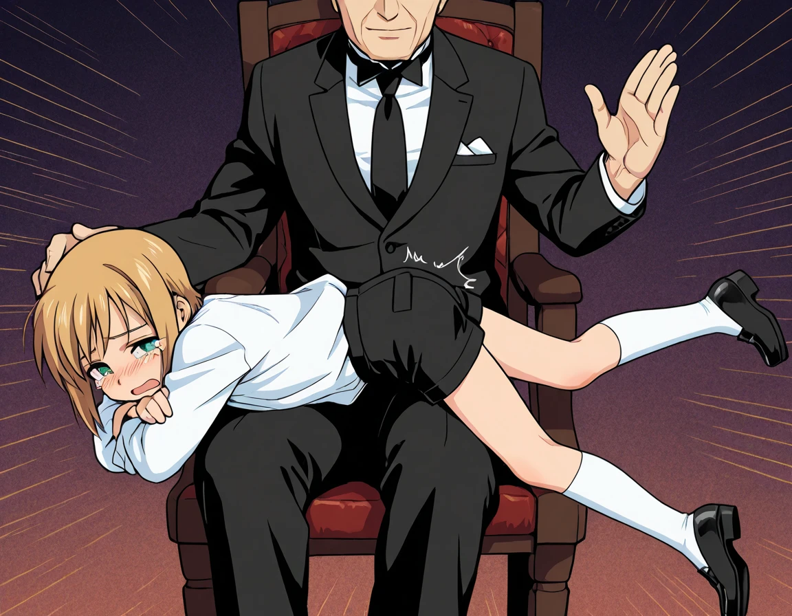 (nsfw:1.2),((One girl, 1 Elderly)), ((Skirt flip:1.4)), ((Old man grabs woman's skirt)), The old man laughs evilly, Huge breasts:1.7, Anime cel painting style, Highest quality, High resolution, Huge breasts:1.8, good, High leg panties,blue eyes, Purple Hair, bangs, Side Ponytail, hair ornaments, Embarrassing, fear, blush, View Viewer, whole body, Cowboy Shot:1.6, Crowded train、(((Completely naked:1.8)))