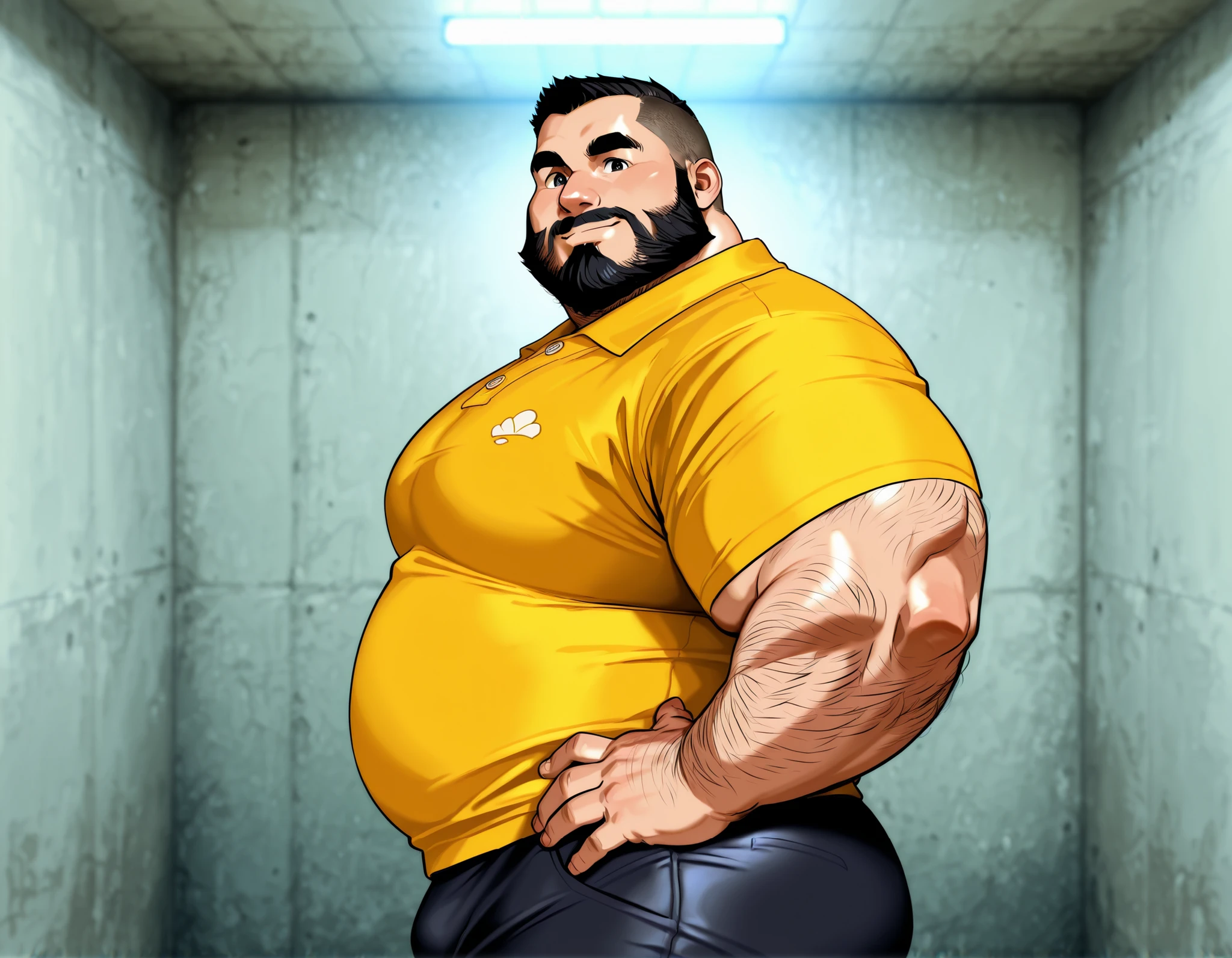 masutepiece,High quality,Highly detailed,intense scene, solid, Gritty reality setting for 50 year old sexy fat bearded man,full of sweat,Full body,Big belly,((Wearing a white shirt and white trunks)),( he is needing the crotch with his hands, acariciando a virilha, he's excited, He is masturbating, cosando a virilha), Stunned face,Open the legs,In the darkness, Varied Camera Angles in Photography. Only chubby daddy, Chubby Bear daddy, extremely thick thighs, large belly, fat, age 50, 1 chubby man (homem completamente de costa , He is facing away from the viewer only with his back turned,. Pool Scenario, beautiful mansion, Plantas Estilo urban jungle. Dia de sol, magnificent sky, sombras e luz no ambiente . He's bearded. gesturing with hands. gold chain around the neck, rings, clock, 💓, view from below, leather hat, armbands, leather cap,bondage outfit))), tattooed arms, full body tattooed, gesturing with hands towards the viewer, Vandalized and vandalized public bathroom scenario, sujeira em todo o banheiro. Luz baixa, ambiente perigoso, ambiente sinistro. Detailed image dynamic image. Masterpiece. Se acariciando, acariciando a virilha, tendo auto prazer. masturbation. Masturbando.