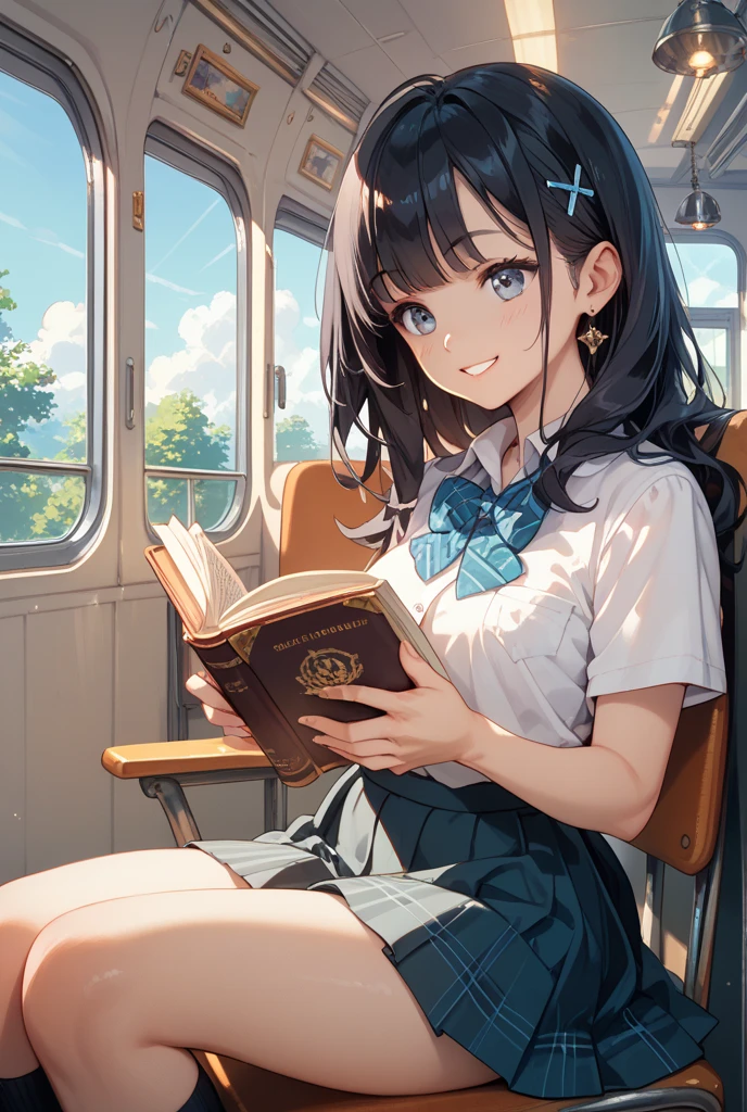highest quality、High resolution、Detailed Background、(Beautiful face in every detail:1.4)、Anatomically correct、(Detailed facial expressions)、(Fine grain:1.2)、Teenage Beauty、(Highly detailed face:1.4)、(Huge breasts:1.2)、Light-colored hair、Bobcut、ponytail、Braided long hair、well-groomed eyebrows、Perfect body line、Big smile、(Retro cityscape and girls:1.5)、Clean atmosphere、Picturesque landscapes,Female,whole body,I have a book,
Pleated and flared skirts are recommended.、Matching frills with accessories will create a unified look..、Pastel colored sailor blouse and skirt、Pink or Blue、ラベンダーなどの優しい色合いがcute、
Pair it with white items for a clean look.、cute,Reading a book,Attractive legs