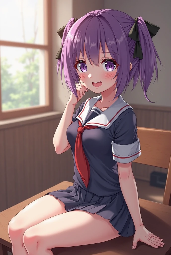 Ayane, 1girl in, A smile, Bedroom, 10yaers old, elementary student, ((toddlers:1.3)), small tits, Camisole, hotpants, knee sox, sitting on a bed