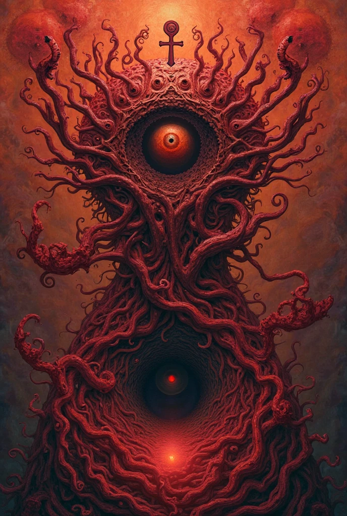 Mythical creatures, author：Zdzislaw Beksiński, Azathoth, Red/Black、eye