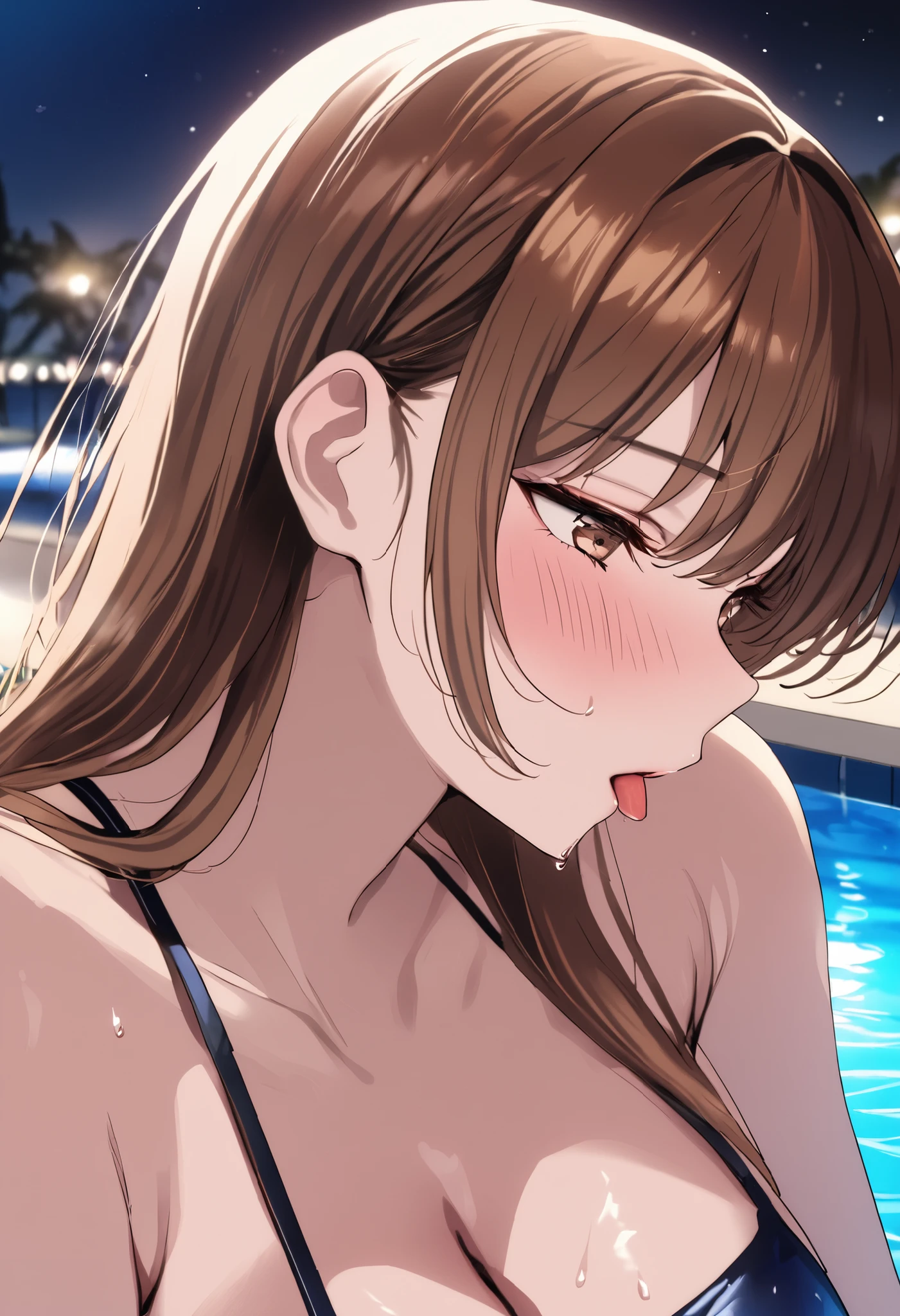 ((Highest quality、、masterpiece:1.3))、Long legs、Sharp focus:1.2, Beautiful woman with perfect figure:1.4、(Smiling:1.2), double eyelid、30-year-old female、Sexy pose、((((Close your mouth、One Woman、bikini)))),(((((one women,pool side:1.5)))))、((standing, cowboy shot:1.5))、