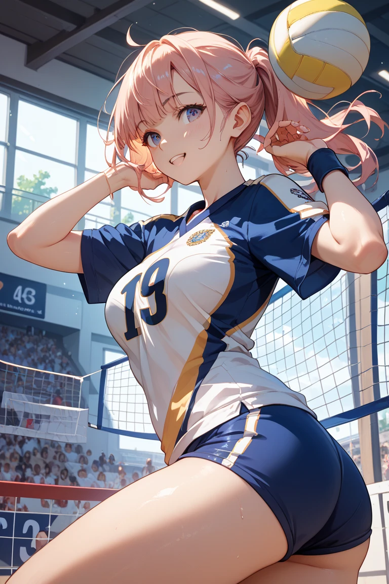 unity 8k wallpaper, anatomically correct, (((masterpiece))), (((best quality))), (((ultra detailed))), (((high-resolution))), ((super fine illustration)), ((Ultimate cutie)), ((perfect hands)), ((perfect finger)), (((good anatomy))), detailed beautiful face, shiny hair, (((gyaru))), (potbelly), (curvy), medium breasts, ((Thick thighs)), (((solo))), ((seductive smile)), (((blush))), (half open mouth),
BREAK, (((sit astride the perfectly spherical shape 6-inch ball))), (((Straddling a perfectly spherical 6" ball))), (((Perfectly spherical 6" ball fits perfectly crotch))), BREAK, (((Rub the Perfectly spherical 6" ball against crotch))),
BREAK, (Collared volleyball uniforms), sleeveless, ((buruma)), ((kneepad)), (elbow pad), (((sweat))), (((covered in sweat))), ((deep breathing)), in Volleyball Court, indoor, lighting, looking at viewer, full body, (spoken heart)