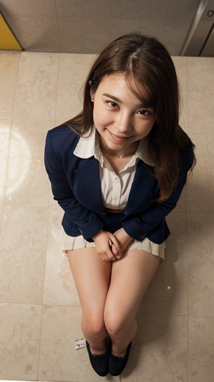Actual Photos、Best image quality、The real picture、Squat down and spread your legs、Beautiful and great smile、(Navy blue panties:1,4)、Stroking with the right hand、Federal Army Uniform Miniskirt、Masami Nagasawa、Japanese women, 16 years old、ponytail、pretty girl、Navy blue pantiesーが丸見え、(Navy blue panties:1.3)、Ultra mini skirt、Beautiful thighs、Navy blue pantiesー、ミニスカートがめくれてNavy blue pantiesーが見えてる