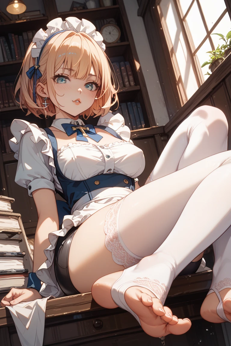 masterpiece, absurdres, best quality, ultra detailed, high Resolution, detailed illustration, extremely beautiful detailed face and eyes, Delicate beautiful face, bright colour, 1girl, cute face, magenta eyes, sparkling eyes, big eyes, medium breasts, (perky breasts:1.1), (pointy breasts:1.1), medium hips, glamorous body, white skin, happy, BREAK, long bob cut, (blonde hair:0.8), messy hair, detailed hair, shiny hair, BREAK cardigan, tiny ribbon, real world, natural lights, perfect lighting, outdoor, from below,