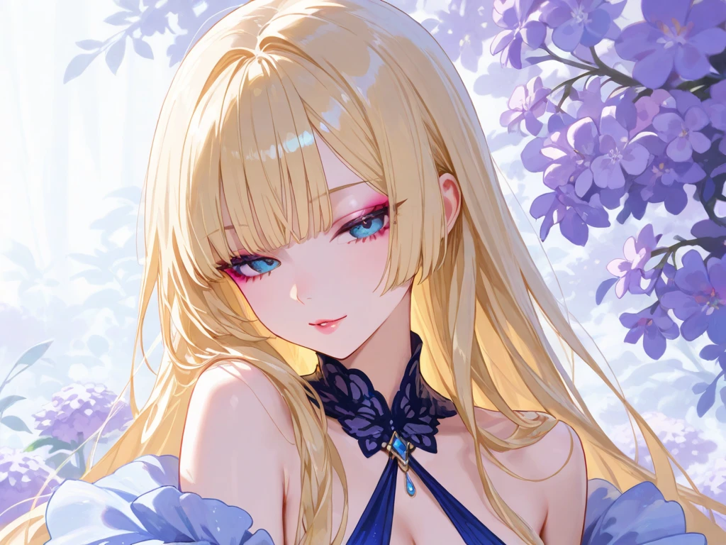 Anime woman, Cheekbones, detailed lips, blushing cheeks, shoulder length hair, ((golden blonde hair)), 25 years old, button nose, glossy lips, pink lipstick, ((lavender eyes)), round cheeks, D-cup breasts, ((brown trench coat)), full lips, sweet smile, detailed eyes, masterpiece, tall, graceful, strong arms, broad shouldered, dress shirt, modest clothing, cozy cottage, ranch house, muscle arms --auto --s2