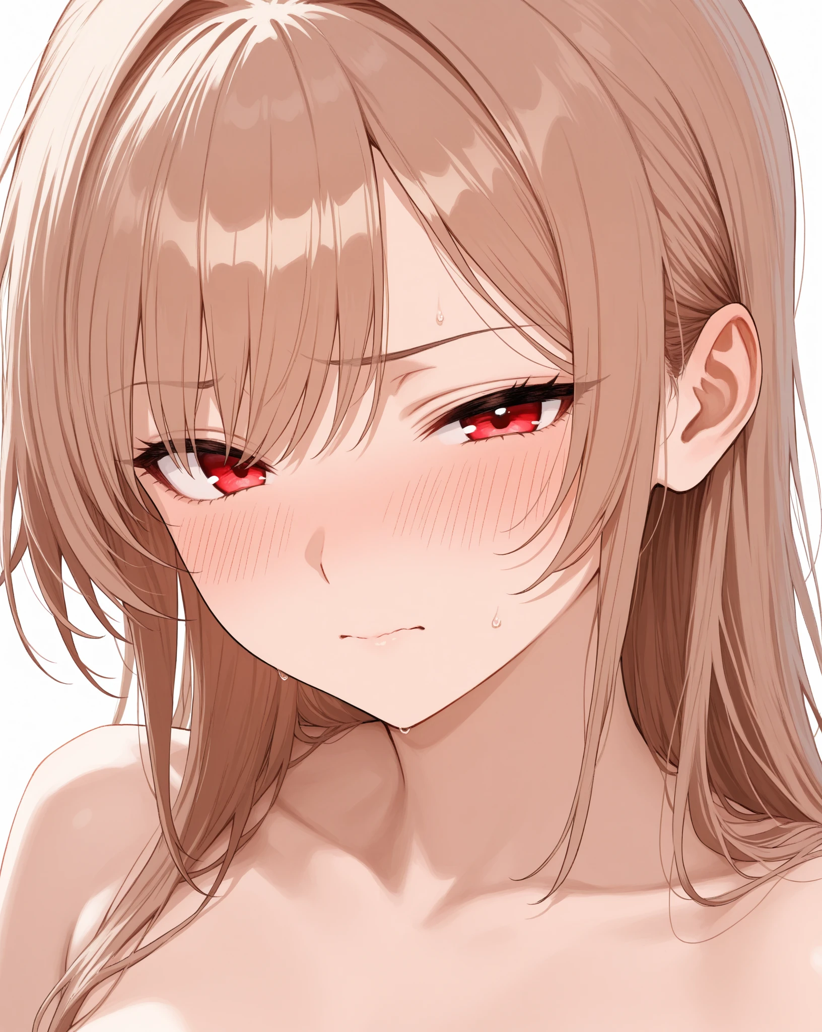 arafed femme pleinement , fille sexy aux yeux marrons, ultra réaliste, Méticuleusement détaillé, Portrait de Sophie Mudd, cheveux bruns et grands yeux, selfie d'une jeune femme, yeux de la chambre, violette myers, sans maquillage, maquillage naturel, regarder directement la caméra, visage avec artgram, maquillage subtil, superbe photo de tout le corps à genoux sur le lit, dans la chambre, Buste de taille moyenne à grande, espagnol