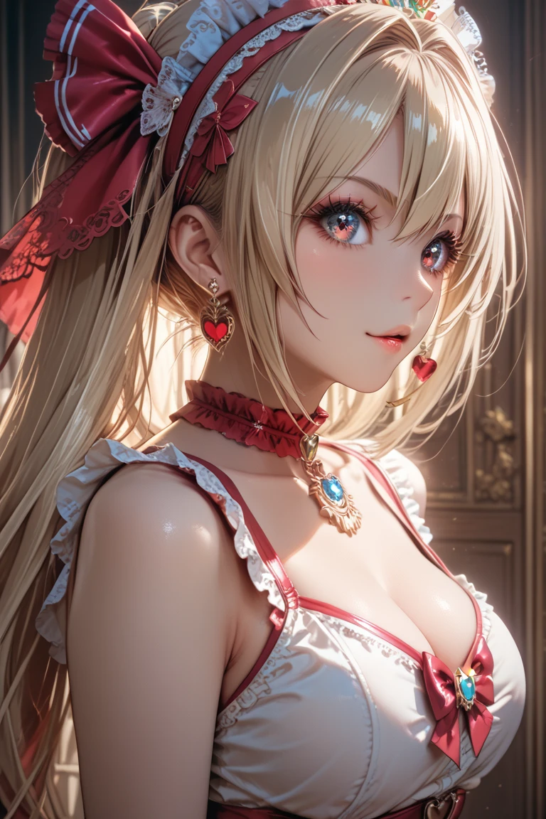 ((highest quality)),(ultra high resolution),(Super detailed),(detailed description),((best CG)),(best work of art),super precision art, great drawing art,(Art with precise details:1.5), (1 young girl:1.5), beautiful and well-shaped face:1.5,(Beautiful skin with precise and detailed depiction:1.6),(Frilly gothic dress ),gorgeous, masterpiece, best quality, high-resolution, finely detailed, extremely detailed and beautiful, distinct-image, 1 girl, 16 year old teenager, solo, soft facial features, symmetrical shaped face. plump cherry red lips, lightly tanned white skin. red and white-colored eyes, F-cup breasts, short height(150cm), plump short stack body type, waist length pink-white hair, small narrow waist, curvy wide hips, elegant gothic courtyard setting
