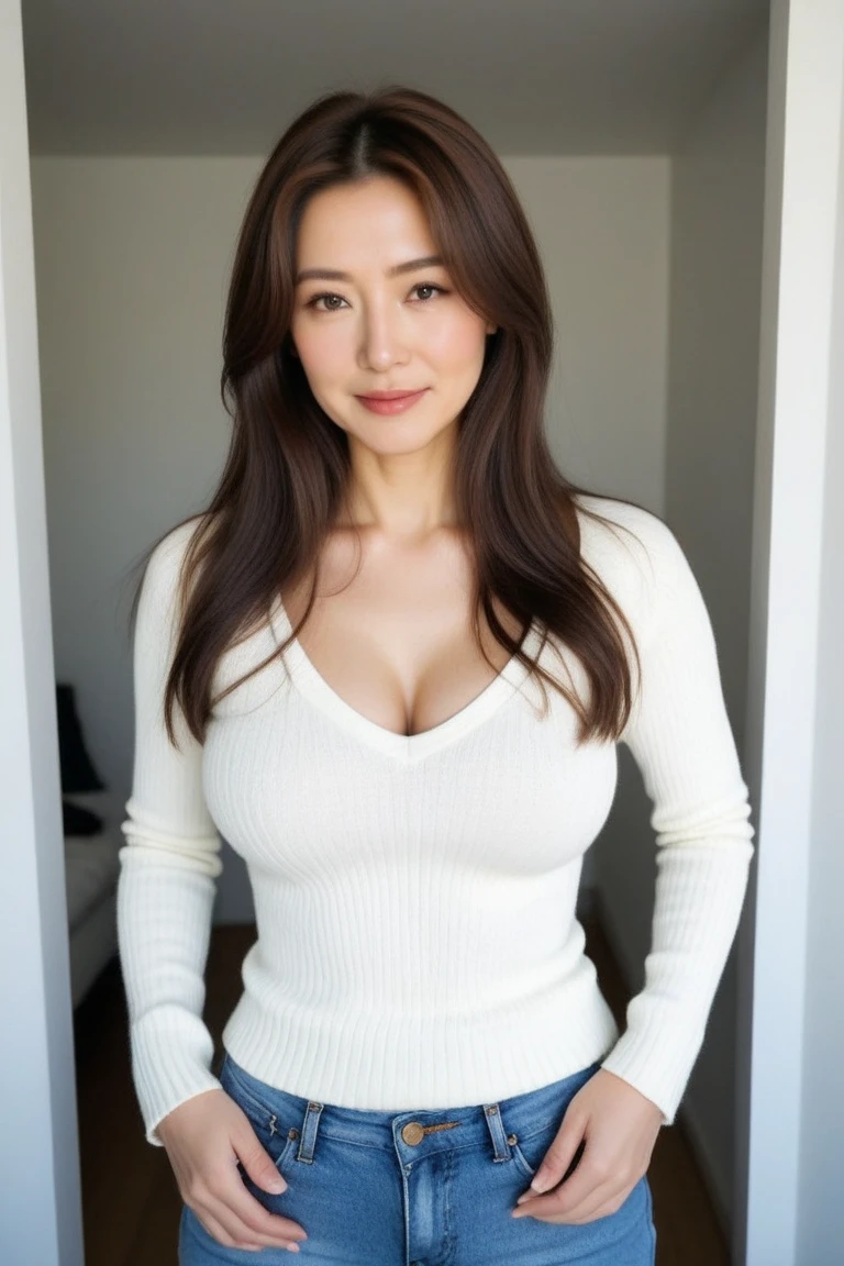 Beautiful mature woman with wavy long hair, ???? Japanese Mature, Ultra-high resolution,(Realistic:1.4), ((Highest quality)), ((masterpiece)), (be familiar with),