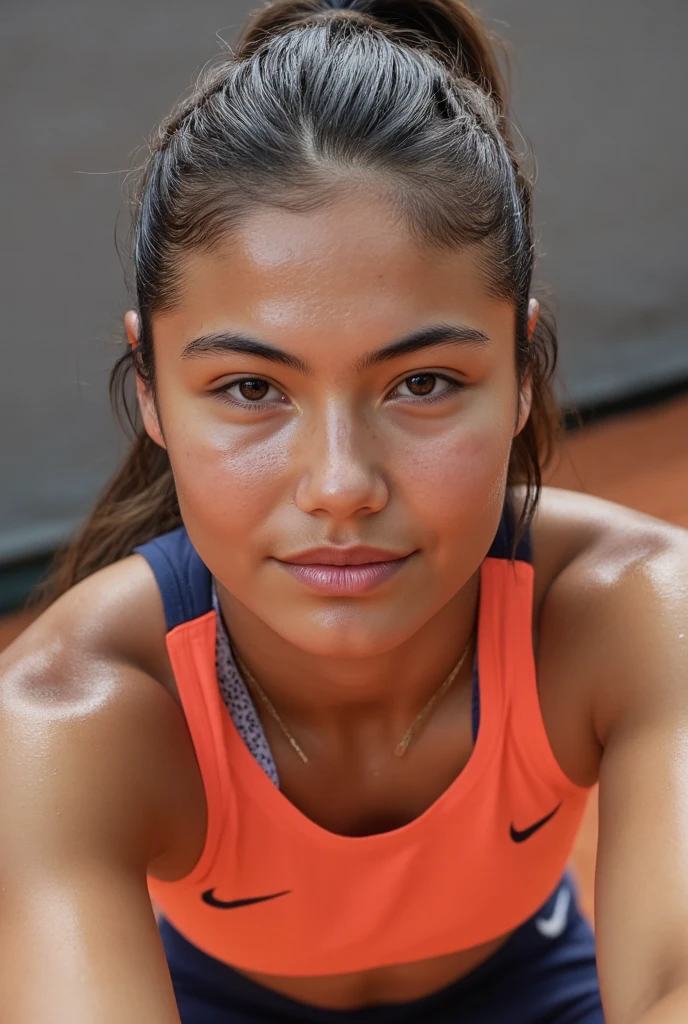 19 years old girl ,big breast , sweaty , wearing tennis outfit , standing beside tennis net , photorealism, high contrast, photorealistic, 8k HD high definition detailed realistic, detailed, skin texture, hyper detailed, realistic skin texture, best quality, (photorealistic:1.4), high resolution, detailed, raw photo, photo realistic, (high detailed skin:1.2), 8k uhd, dslr, soft lighting, high quality, film grain, Fujifilm XT3), hyper realistic lifelike texture dramatic lighting unreal engine, even, neutral light, key light, bold, bright colours,