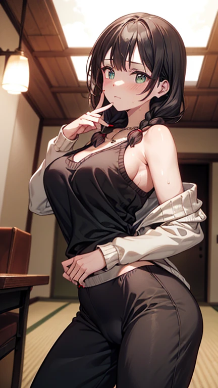 1人の女性、brown haired(Curta)、Brown eyes、Black-rimmed glasses、Best Quality、ultra-detailliert、8K resolution、Raw photo、masutepiece、seductive boobs、gorgeous faces、Perfect body、a smile、shrines、omatsuri、bathrobe