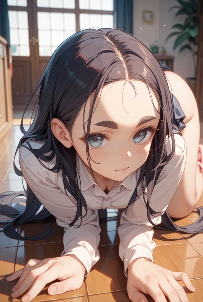 ((masutepiece,Best Quality)),1girl in, kawaii,((Lori, child, Toddler, s old:1.5)),flat chest,Beautiful detailed black eyes, School uniform, Black hair,bluntbangs,Short hair,disgusted eye, lightsmile, Classroom,(Girl with glasses),Sleeping, (Sweating:1.3), Lying down,(Clear liquid is dripping from her crotch:1.2), Coercion of sexual sensations, bashful, Heavy breathing, (Steam breath:1.2), spread Vaginal,Trembling girl,(orgasm:1.3),Tears at the corners of the eyes,vagina,clit,(vaginal,sex:1.5),woman on top,1boy,penis,cum in pussy