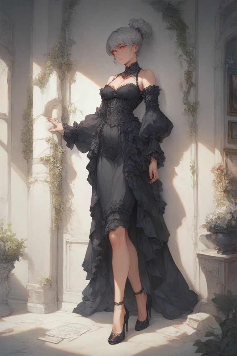 "An awe-inspiring masterpiece capturing the epitome of perfection, ( full body) featuring an exquisitely detailed, high-resolution portrait of an elegant female with a subtle tilt of the head."