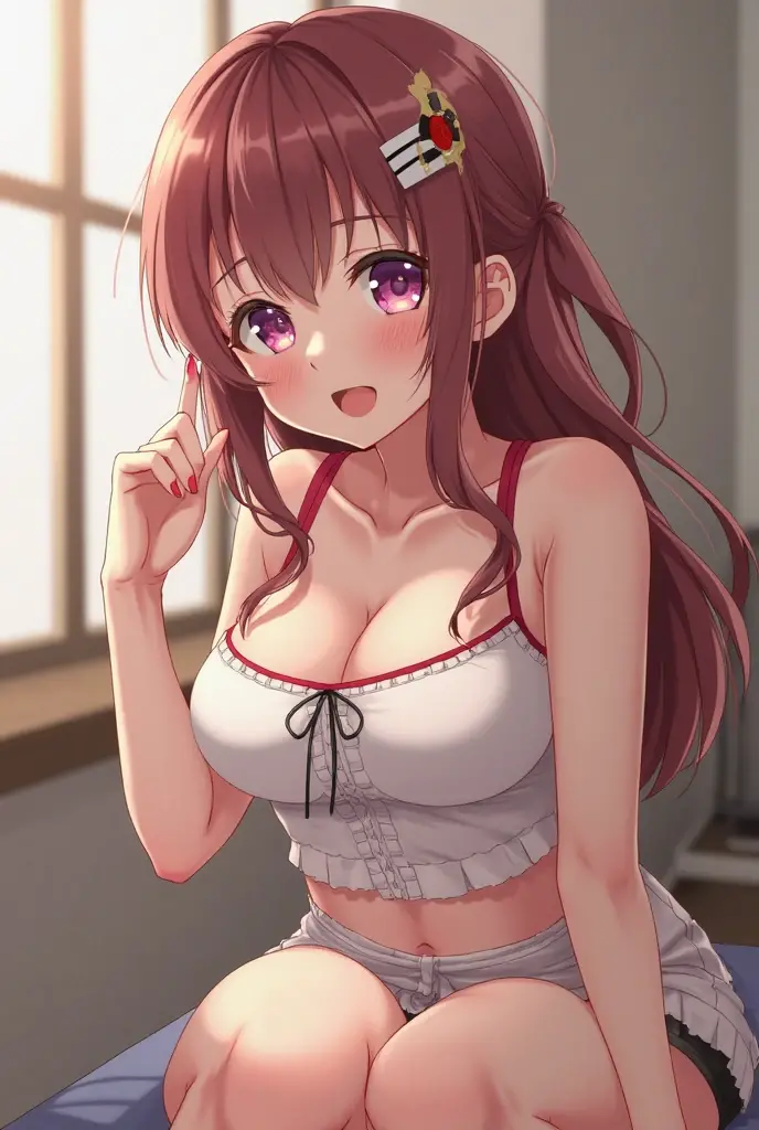 A slutty looking anime girl sucking a dick