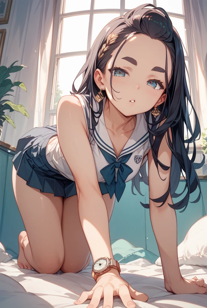 (tmasterpiece:1.2,best qualtiy),realisticlying,(Real pictures,Complicated details,depth of fields),Smile sweetly,Ruddy face,The skin is whiter,teens girl,spread their legs,Colorless transparent panties,Black slender hair,Black pupils,The whole body is covered with water