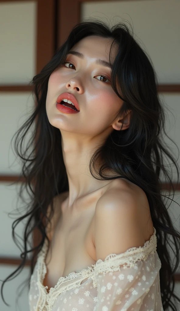 ((Full nudity:1.2)),Cute Japanese Women Photos, Little Woman, 20-year-old, Beautiful and perfect face, brown, Beautiful Face, thin: 1.2, (photo Realistic:1.4), (hyper Realistic:1.4), (Realistic:1.3),
(Smoother lighting:1.05), (Improving the quality of cinema lighting:0.9), 32K,
1 girl,20-year-oldの女の子, Realistic lighting, Backlight, The light shines on your face, Ray Tracing, (Bright light:1.2), (Improvement of quality:1.4),
(Highest quality Realistic textured skin:1.4), fine grain, Detailed face,
(tired, Sleepy and happy), (smile:0), Face close-up,
(Accentuates body lines:1.1), (Enhances the beauty of skin texture:1.1), Black Lips, eyeliner, Gothic, Goth Girl,((multicolored hair colors:1.2)),(((Completely naked))),(((nsfw))),((Small breasts:1.2)) ,