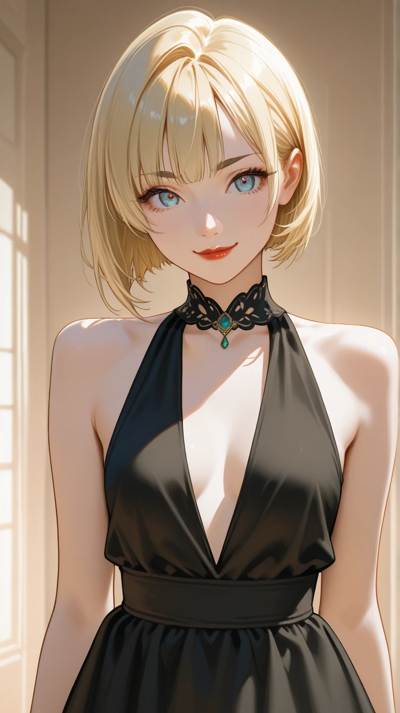 (photorealistic:1.4), (masterpiece, sidelight, detailed beautiful eyes: 1.2), masterpiece*portrait, realistic, 3D face, glowing eyes, shiny hair, shiny skin, alone, embarrassed, (upper abdomen ), black underwear, blonde hair, long sleeves, short hair,