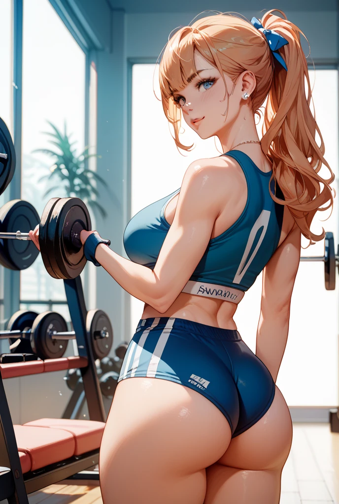 (8K，Ultra-detailed，Hyper photorealism，best masterpiece，nature，perfect work of art，perfect female body)，two cute girls，Wearing a tiny bikini in the gym，center player，Stylish hairstyle，Elegant and sexy weightlifter，sexy exposed forehead girl，Fitness ancholming，anchor，Put on sexy vacuum fitness beauty，Built-in thong，big cleavage，Stretch the meat，Improve sex appeal，It&#39;s a violent house，Full body shots